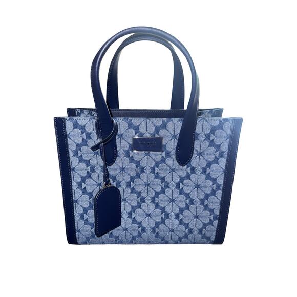 kate spade new york Handbags - NWT Kate Spade- Spade Flower Jacquard Denim Canvas Manhattan Small Tote Blue NWT